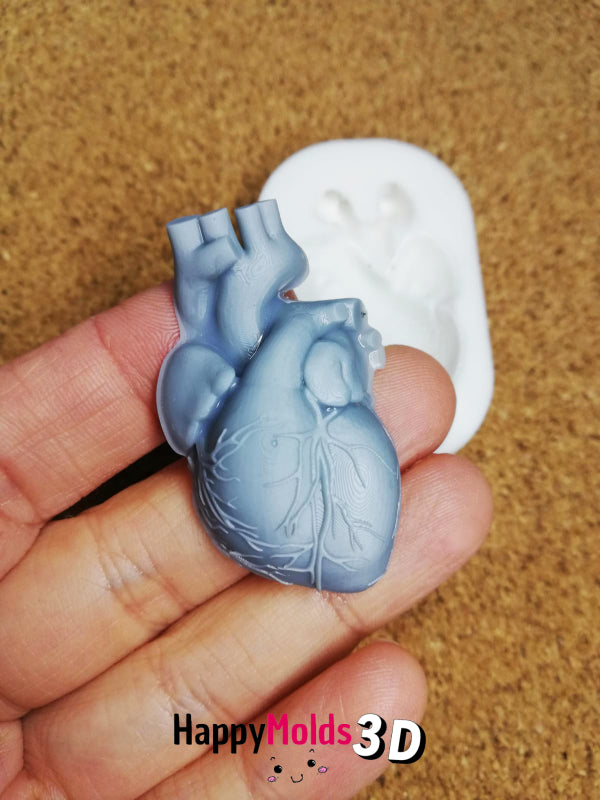 Stampo in gomma cuore anatomico 45mm (flat back)